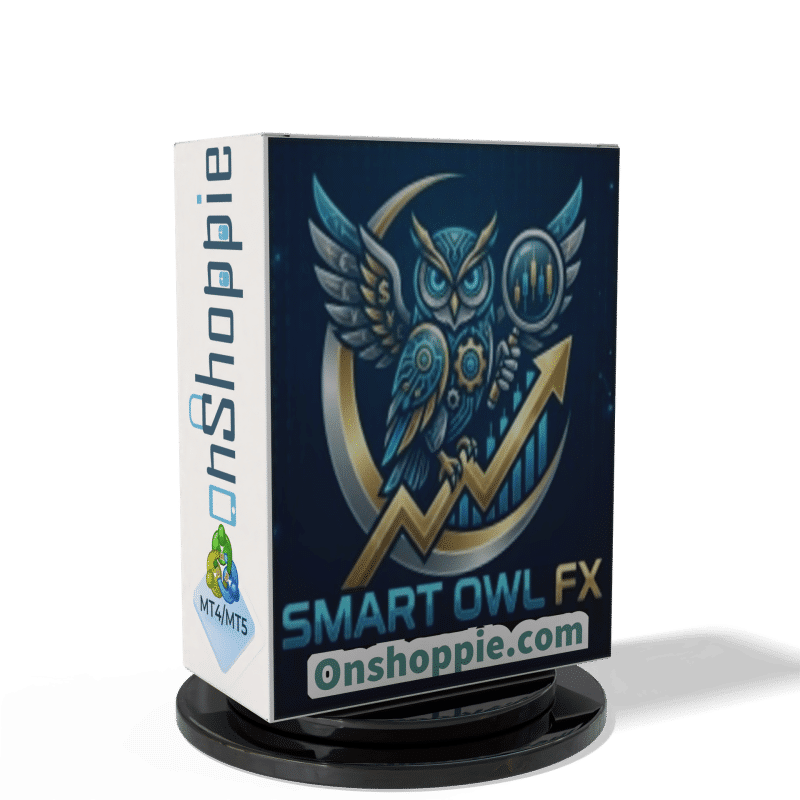 Boxed product with ornate blue owl logo and SMART OWL FX text on a curved display stand